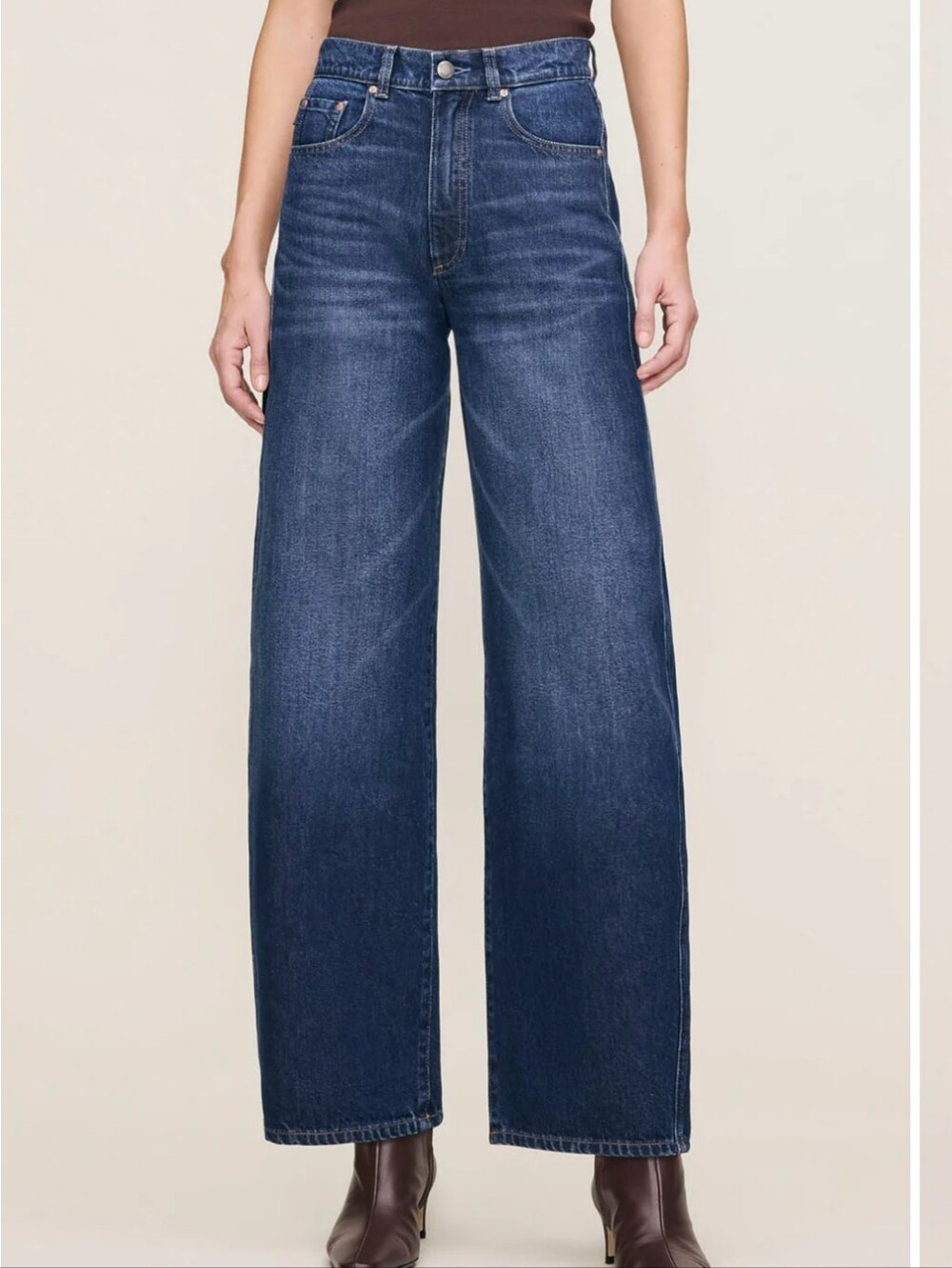 DL1961 Women's Relaxed Taylor Barrel Leg Wide Baggy Jean Dark Wash Denim Size 26